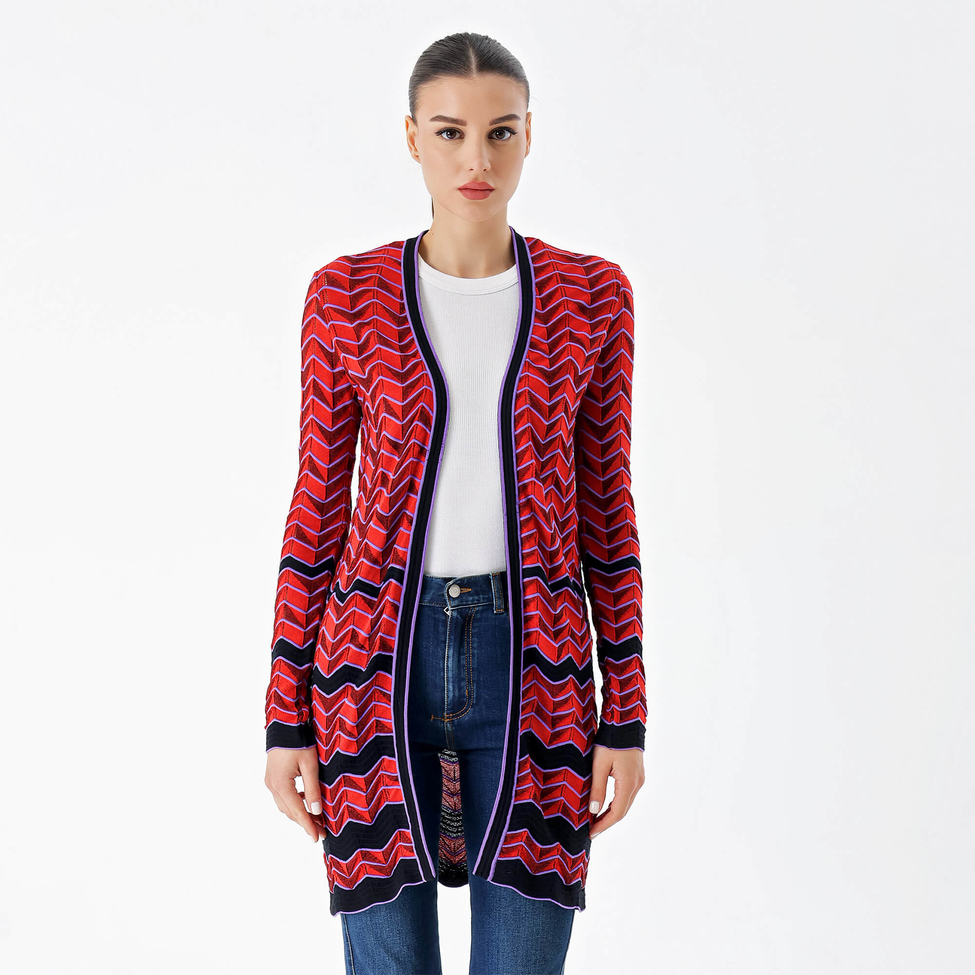 Missoni - Red&Purple&Black Zigzag Cardigan